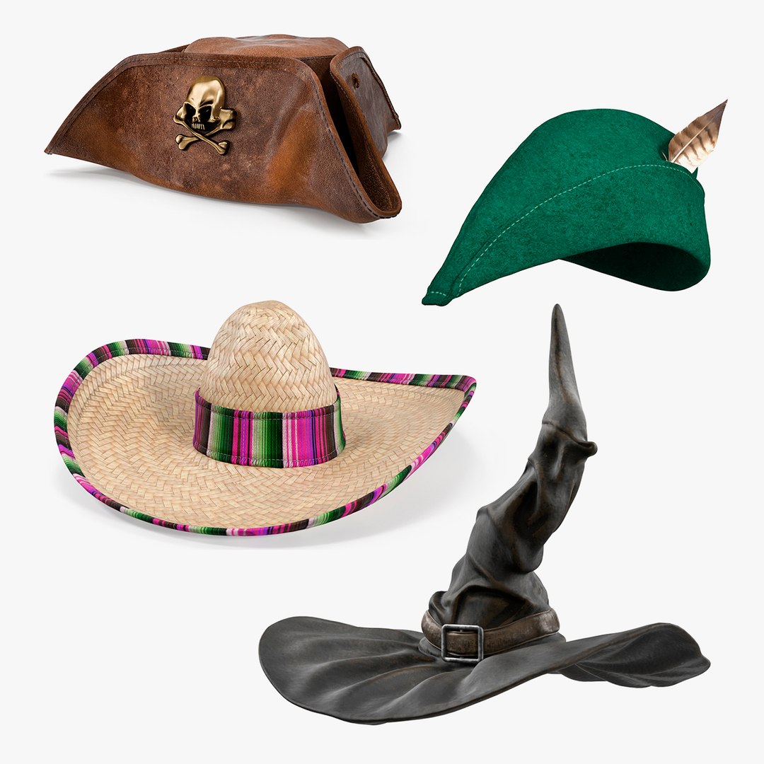 Costume Hats Collection 2 3D model preview