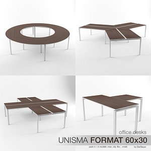 3d model office desks unisma 4