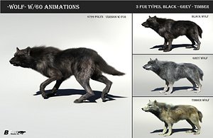 3D model timber wolf hair fur
