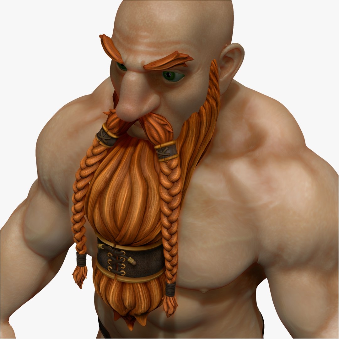 3d Strong Warrior Dwarf Beard
