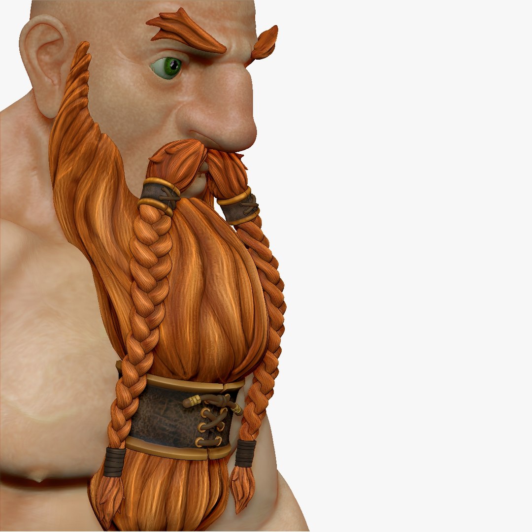 3d Strong Warrior Dwarf Beard