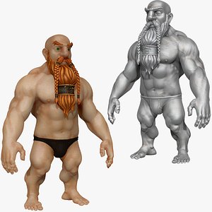 3d strong warrior dwarf beard