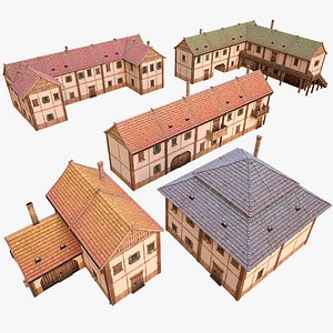 3D Medieval Town Buildings Set model