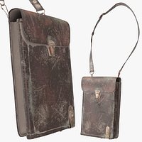 Retro Worn Leather Crossbody Satchel Hanging Pose Brown Used