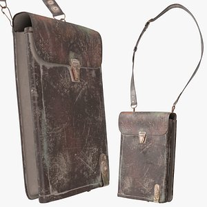 Retro Worn Leather Crossbody Satchel Hanging Pose Brown Used