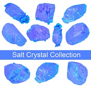 3D model blue salt crystal