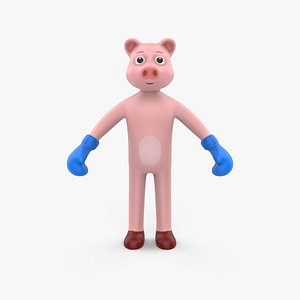 Boxing Pig Animal Animated