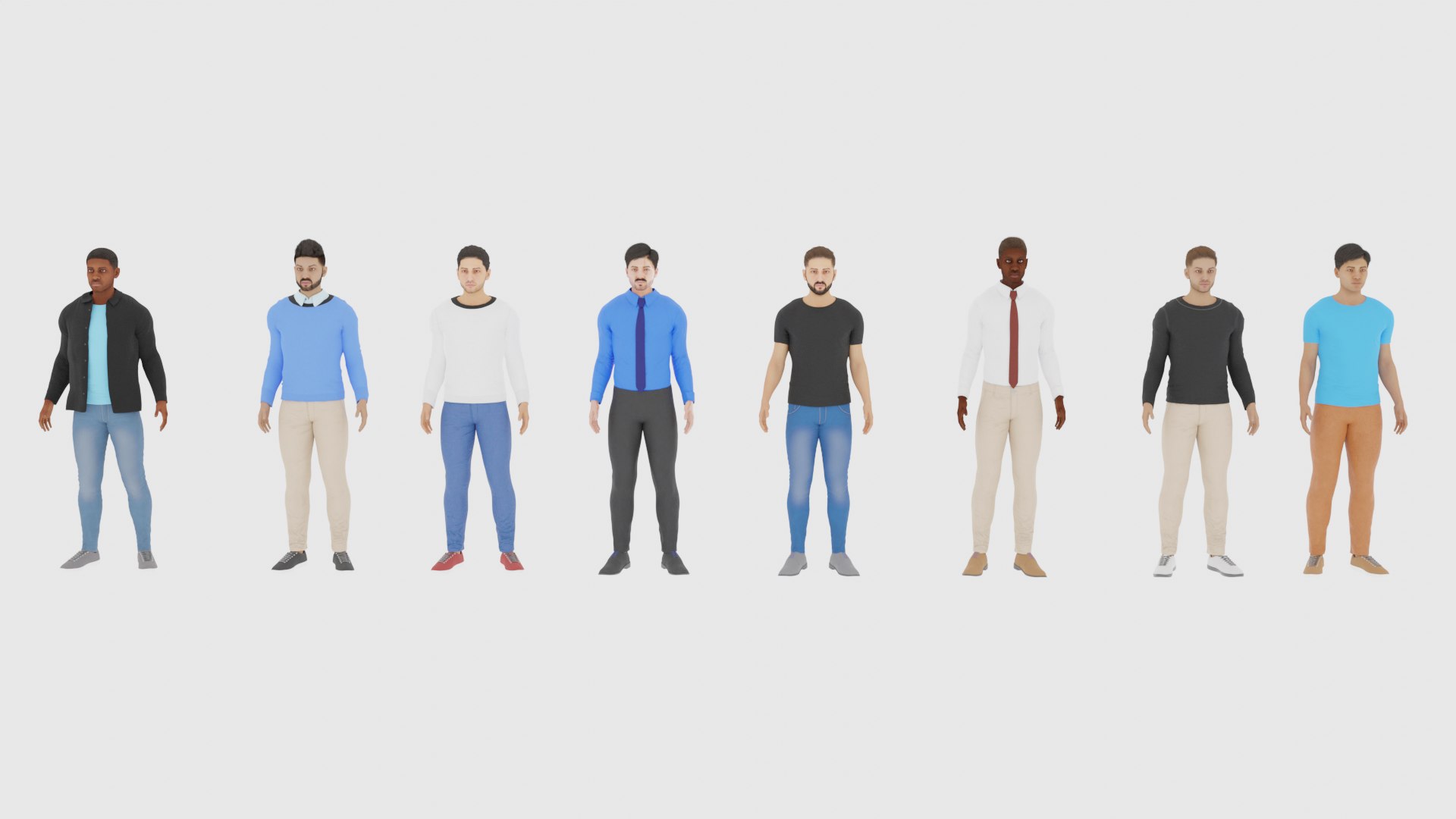 3D Model Collection 10 Casual Male Outfits V3 VR / AR / low-poly