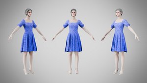 Dress 26 Very Light Blue With Design 3D model