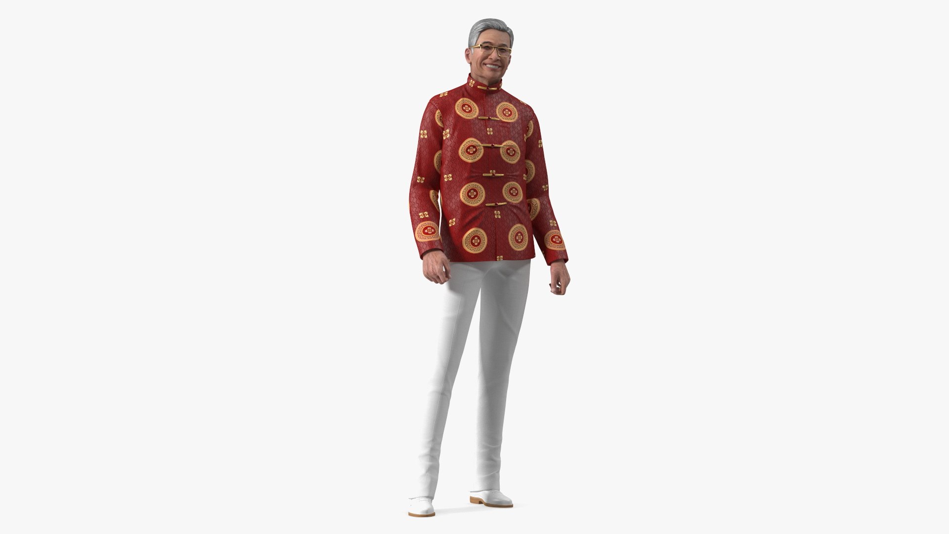 Chinese Elderly Man Traditional Style Rigged 3D model preview