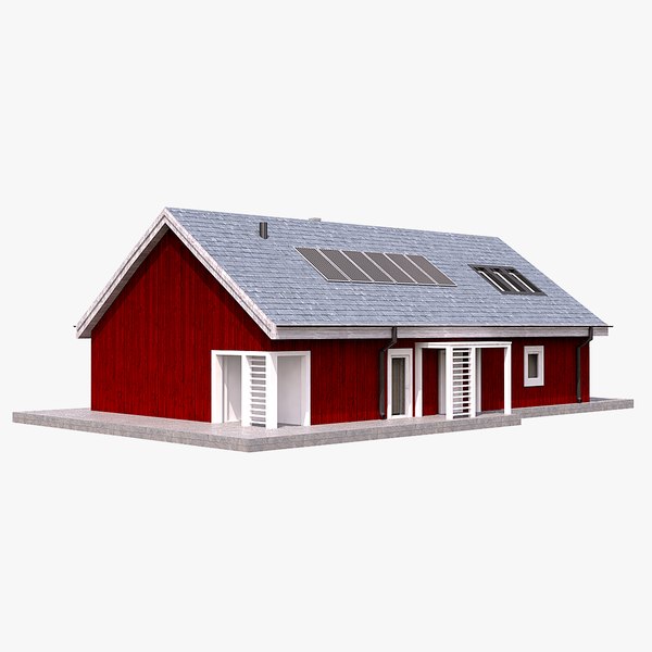 3D house scandinavian red model TurboSquid 1631407