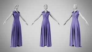 3D model Dress 55 Cashmere Purple