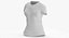 T Shirt Worn Female Crew Neck Pose 02 White Blank and Banded Heather