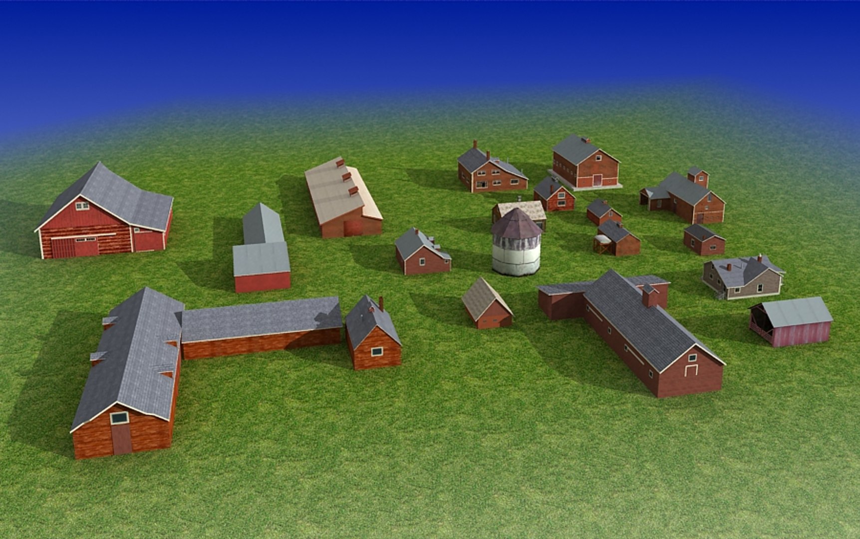 3d Model Group Old Wood Barns