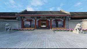 3D Qinghua Garden Gongzi Hall Tsinghua University Courtyard