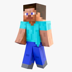 3D Minecraft Steve Rigged 3D Model Game Ready PBR