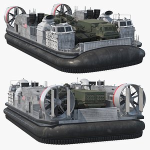 3D model Landing Craft Air Cushion and US Tanks