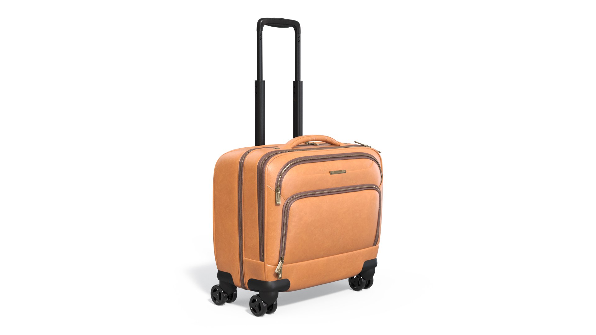 Leather Suitcase with Telescopic Handle 3D model preview