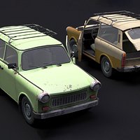 Trabant 601 Kombi 1965 Low-poly 3D model
