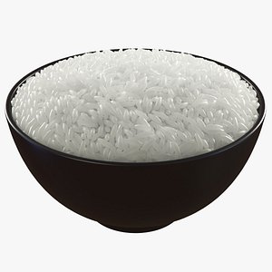 3D Uncooked Bowl of Rice