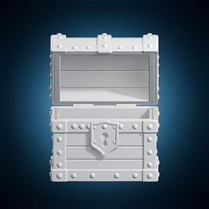 Open Pirate Chest with Raised Lid 3D Print Model