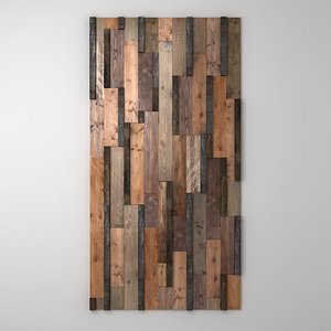 mosaic wood panel planks 3D model