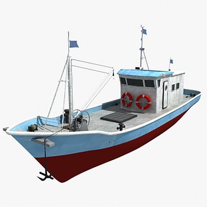 3D boat ship fish