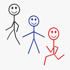 3D model Cartoon Stickman Collection