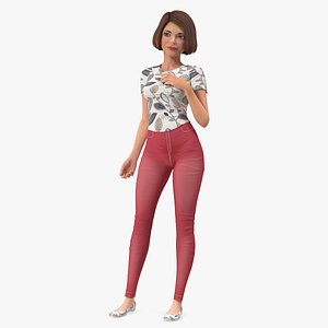 3D model cartoon young girl standing