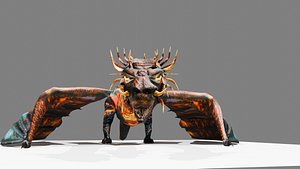 Volcanic Flame Dragon Rigged Animated Game-Ready Unity Package Low-poly 3D model 3D model