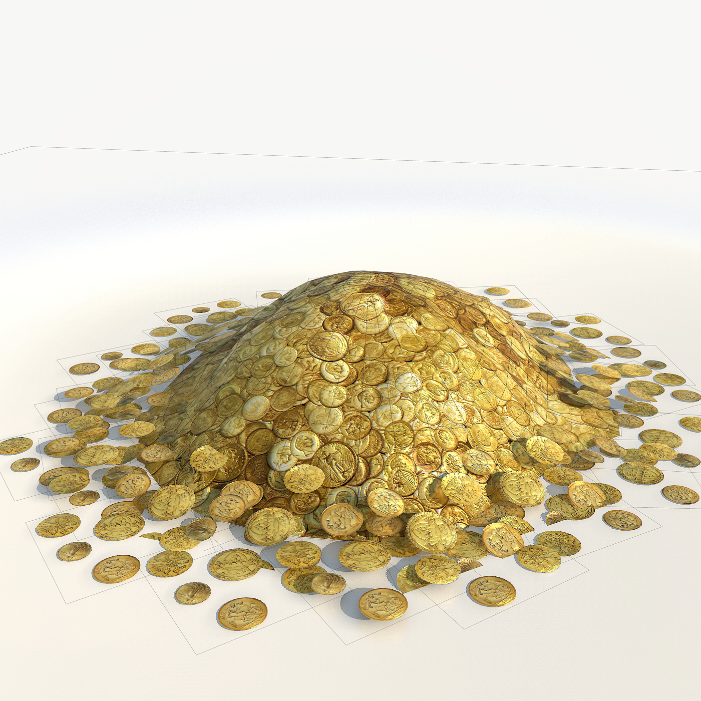 3d model pile gold coins