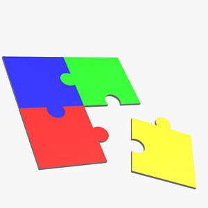 3D 2x2 jigsaw puzzle pieces