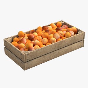 Apricot Fruit Wooden Crate 3D model