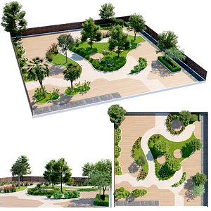 Modern Zen Courtyard 3D