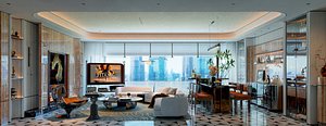 Luxurious living and dining room interior 3D
