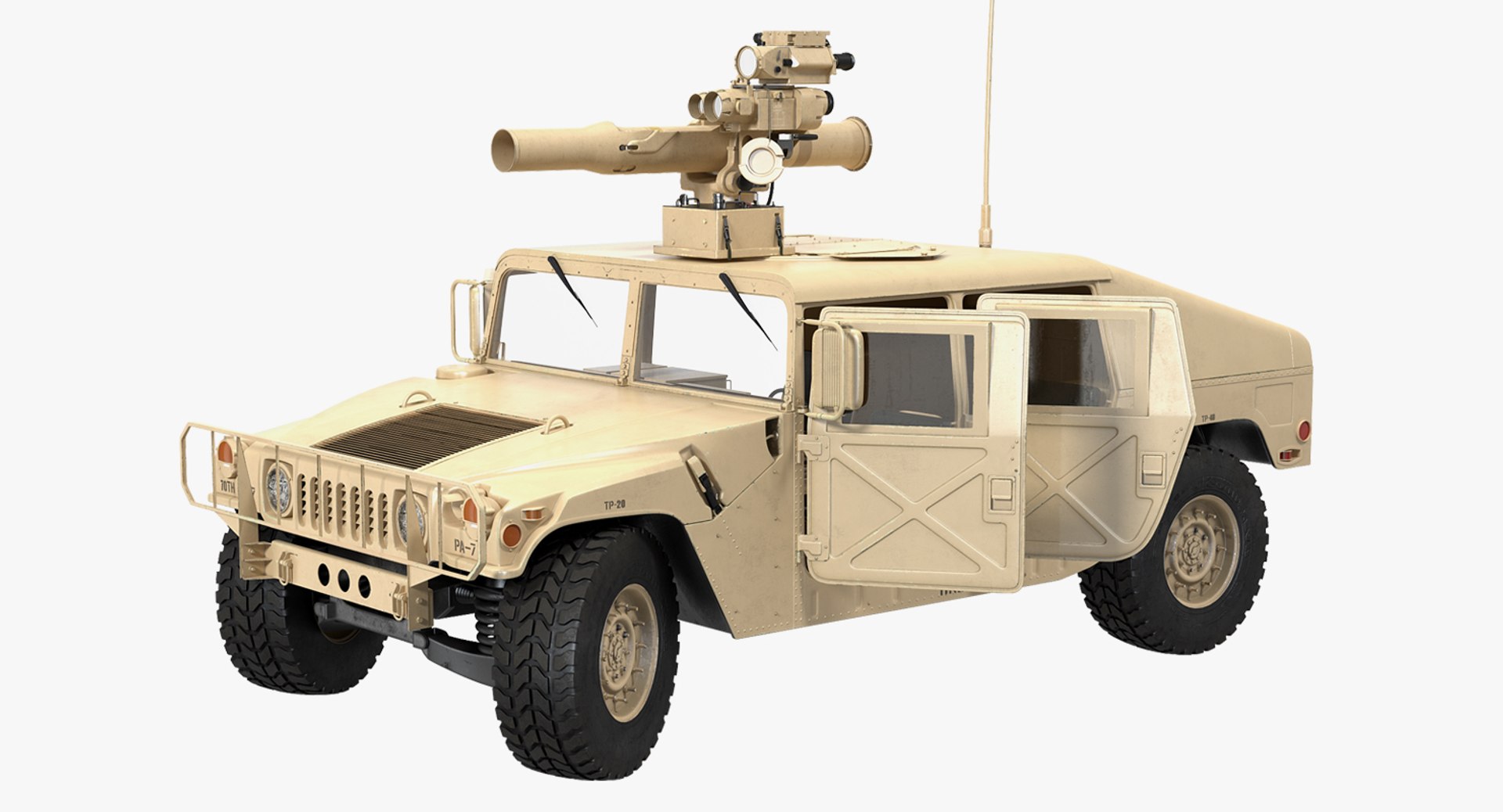 HMMWV TOW Missile Carrier M966 Desert Rigged 3D model preview