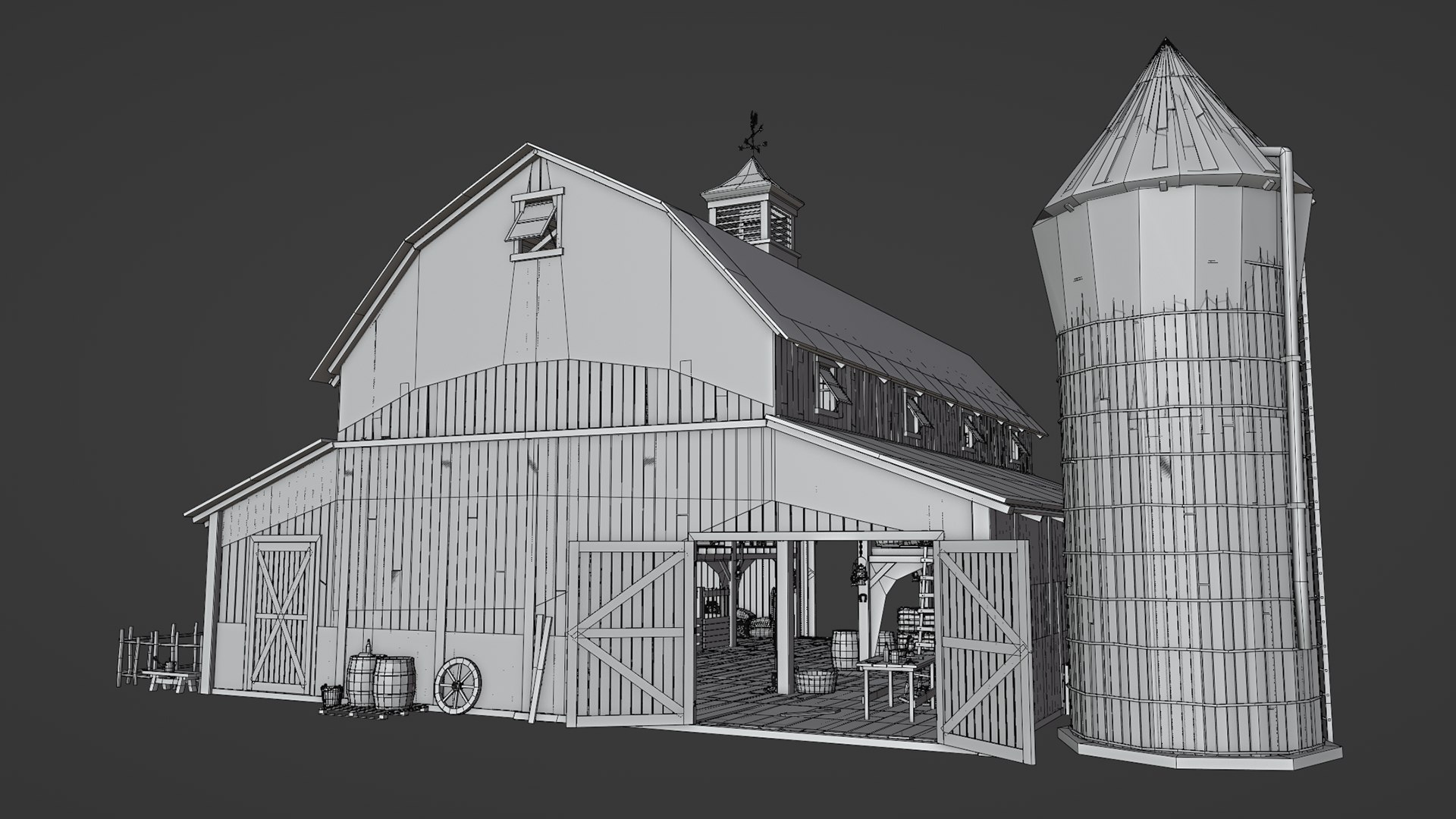Old Hybrid Barn Collection 3D model https://p.turbosquid.com/ts-thumb/Rt/BdXbDG/LV/wireframe2/png/1724429656/1920x1080/fit_q87/33afd6d31337655397b2cdddfc4bb71dc73300b9/wireframe2.jpg