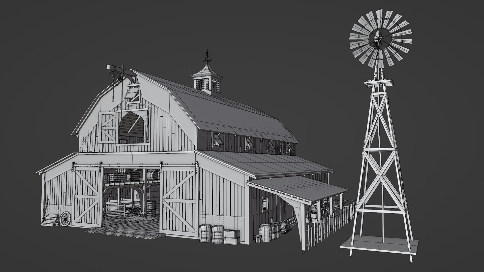 Old Hybrid Barn Collection 3D model https://p.turbosquid.com/ts-thumb/Rt/BdXbDG/t8/wireframe1/png/1724429640/1920x1080/fit_q87/b26d22ef0cb92d7cc5c953f5b9e63cf9e482ff2b/wireframe1.jpg