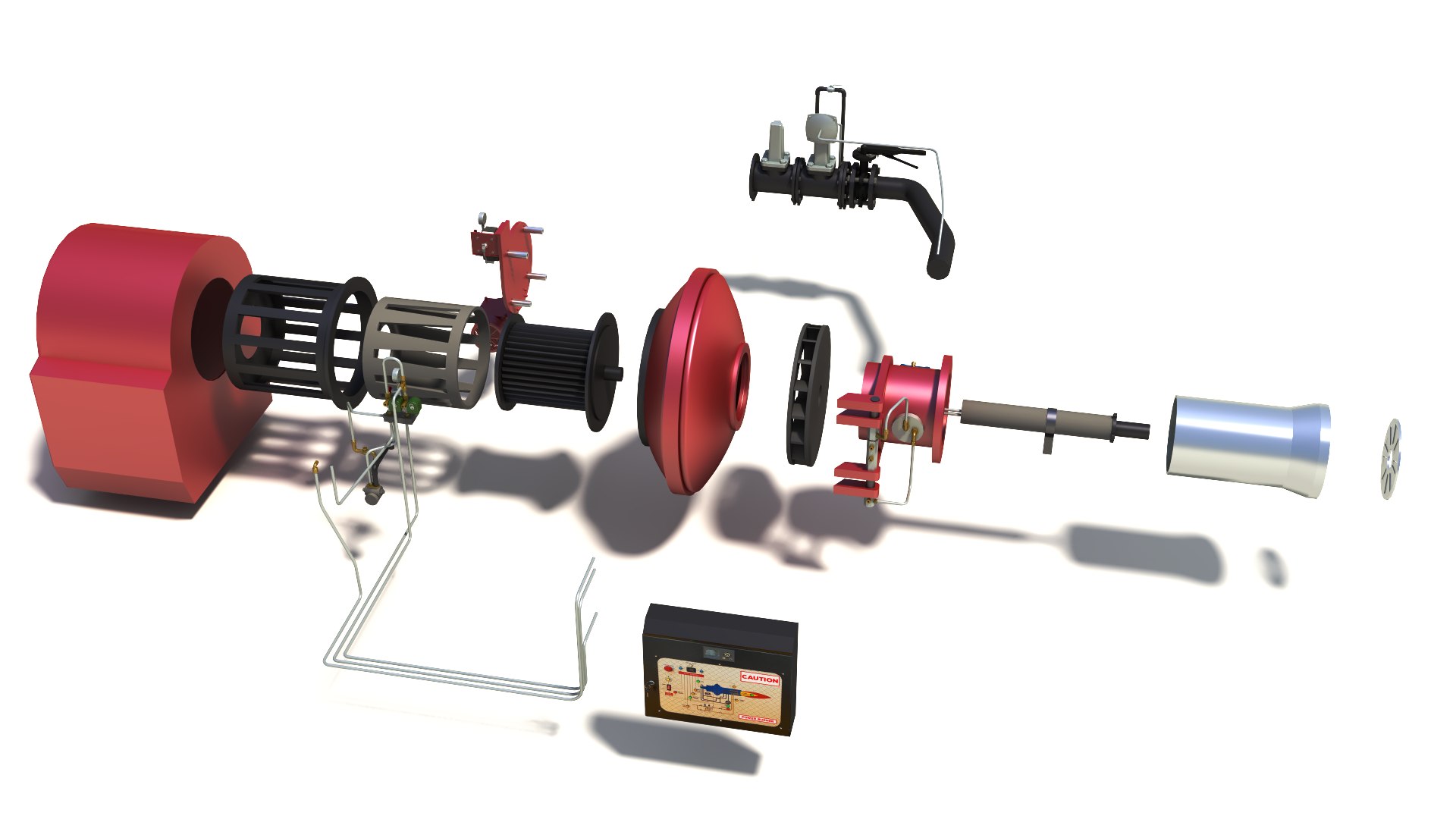 3D Model Industrial Gas Burner With Internal Parts Animation ...