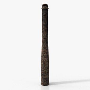 3D model Tall weathered brick chimney