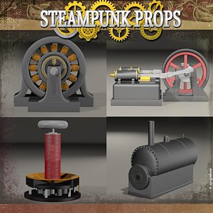 3D model steampunk steam engine