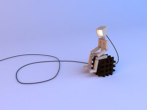 Wood robot lamp 3D model 3D model