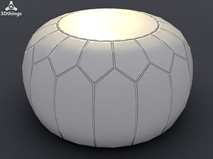 Moroccan leather puff ball pouffe in pale mushroom