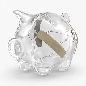 Broken Glass Piggy Bank Patched Cracked