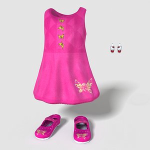 child girl outfit 3d model