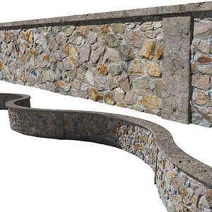 3D model ultra realistic stone fence