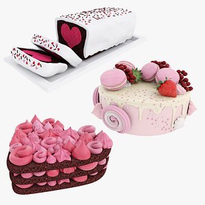 3D model Valentine cake collection