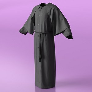 Black Long Mantle with Cape