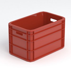 3D Portable Plastic Crate red model