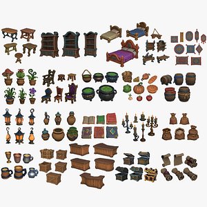 3D Stylized Fantasy RPG Props and Environment Assets Collection model